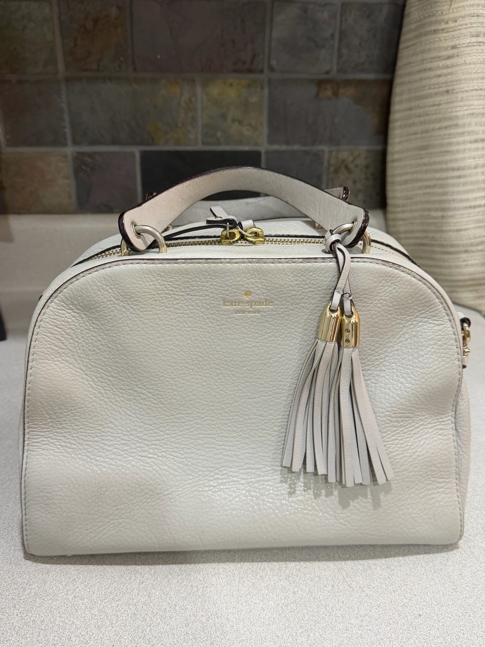 Kate Spade Bayley Atwood Place Stoneice Gray Crossbody Bowler Bag